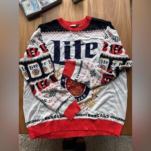 Cincinnati Bengals x Miller Lite Ugly Holiday Sweater BRAND NEW